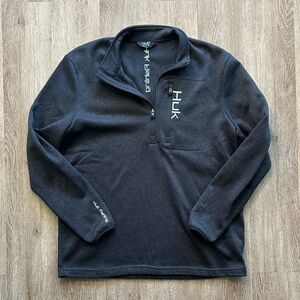 Huk Channel 1/4 Zip Sweater Shirt Dark Grey Size Medium Fishing Fleece
